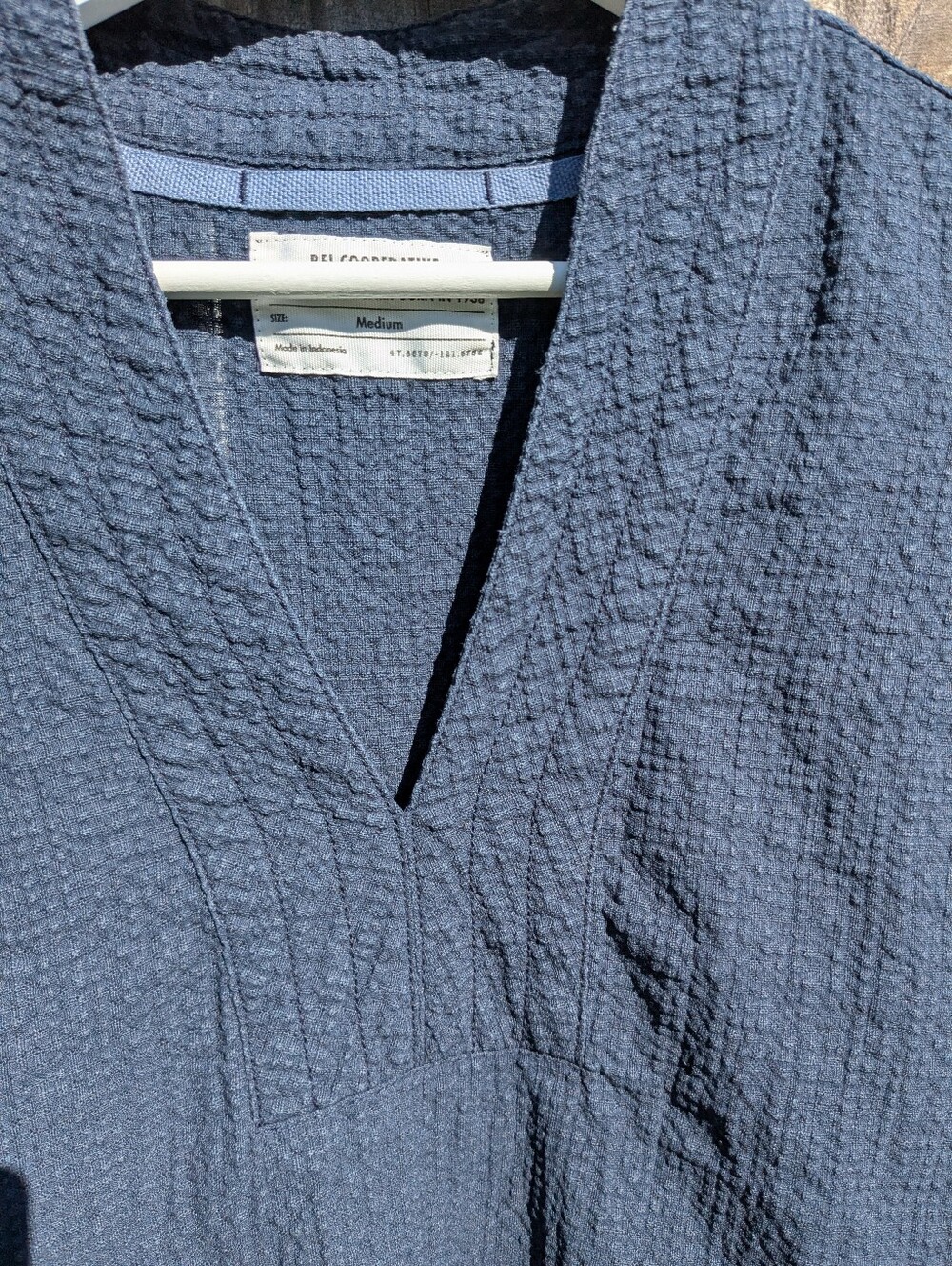 REI Medium Norseland Woven Popover V-neck Shirt Raime/Cotton Boxy Blue - Picture 10 of 10